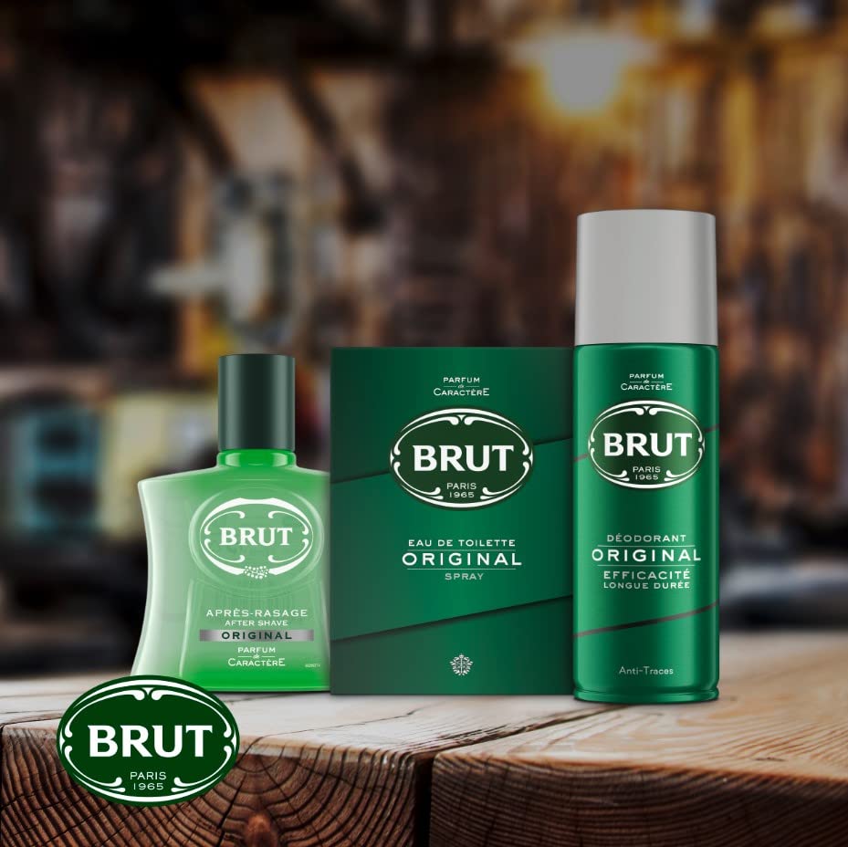 Brut Original EDT packaging box with sleek branding for gift-ready appeal.