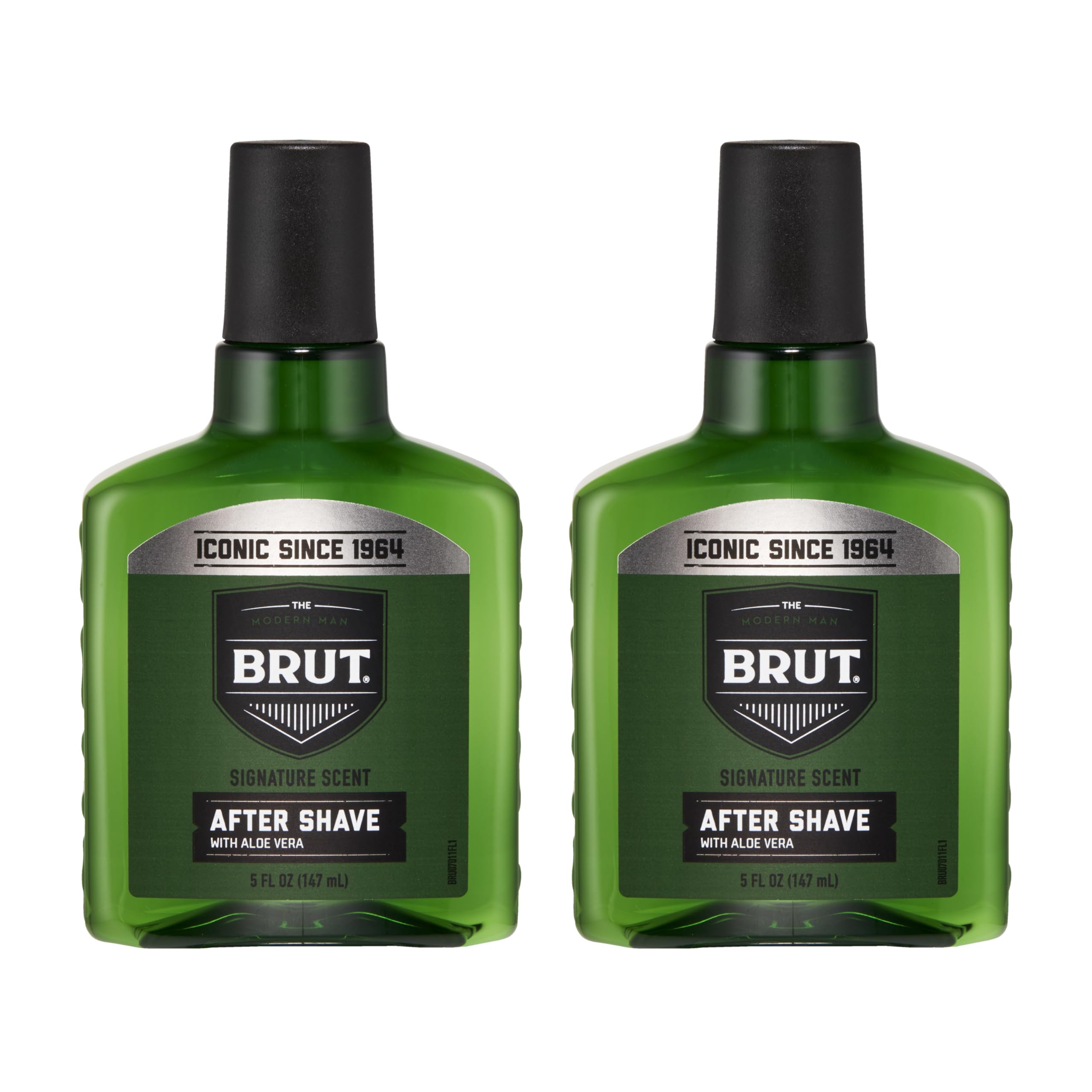 Brut Signature aftershave bottle 2pk showcases a bold masculine fragrance for daily grooming.