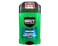 Brut Signature antiperspirant six-pack bottles show sleek design and sweat protection
