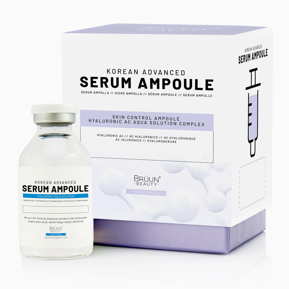 BRÜUN HY serum ampoule bottle—compact packaging for easy daily hydration.