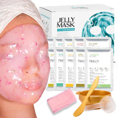 BRÜUN Peel-Off Jelly Mask kit packaging signals premium at-home spa treatment.