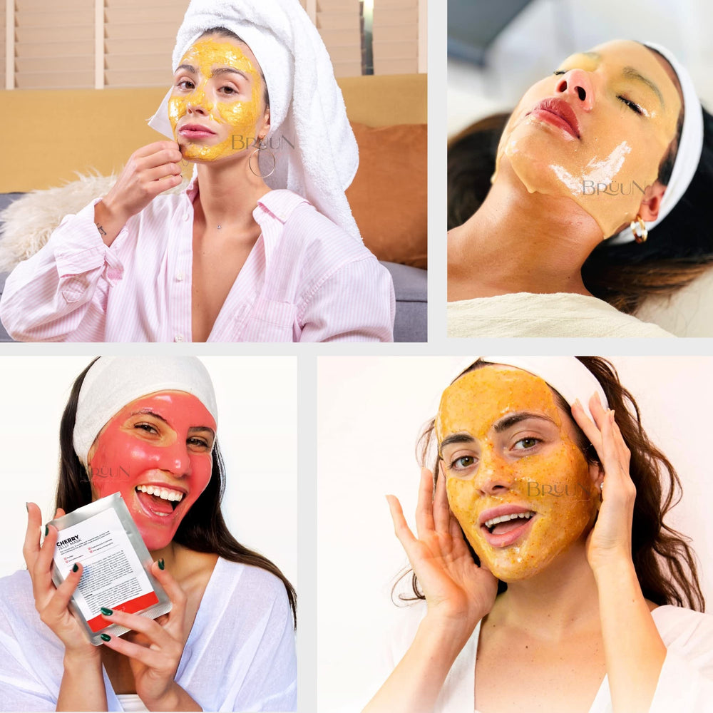 BRÜUN jelly mask used with LED therapy for enhanced treatment versatility.