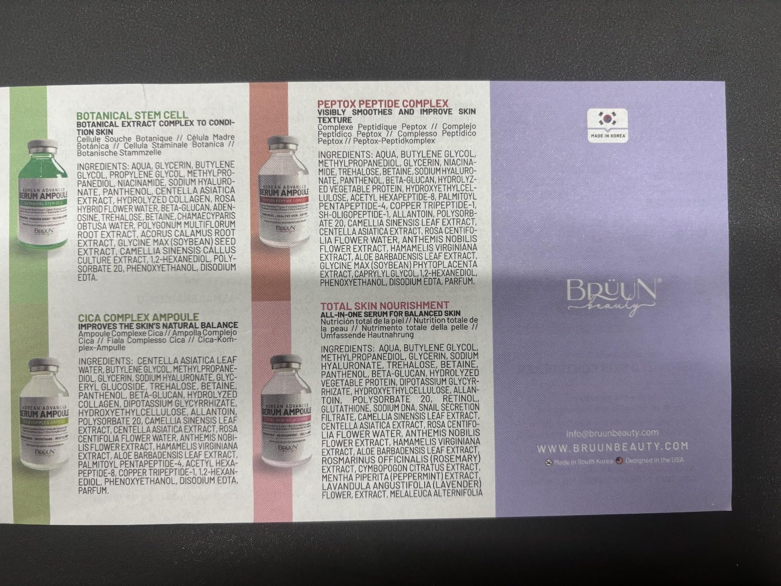 BRÜUN SC serum packaging box conveys premium design