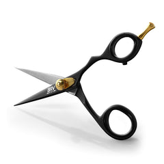 BRV MEN professional mustache and beard scissors 5.5 inch closeup showing precise trimming