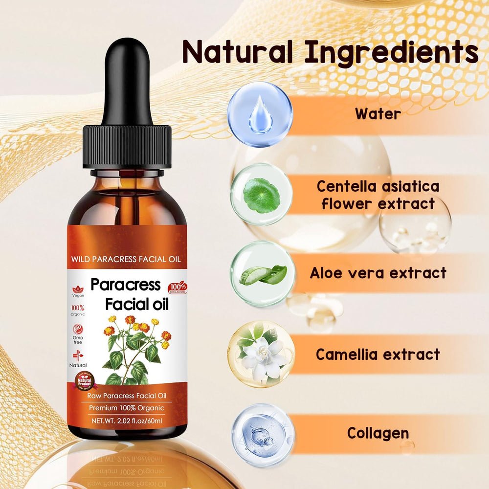 Bryanture Paracress Facial Oil label – emphasizes organic ingredients suitable for sensitive skin.