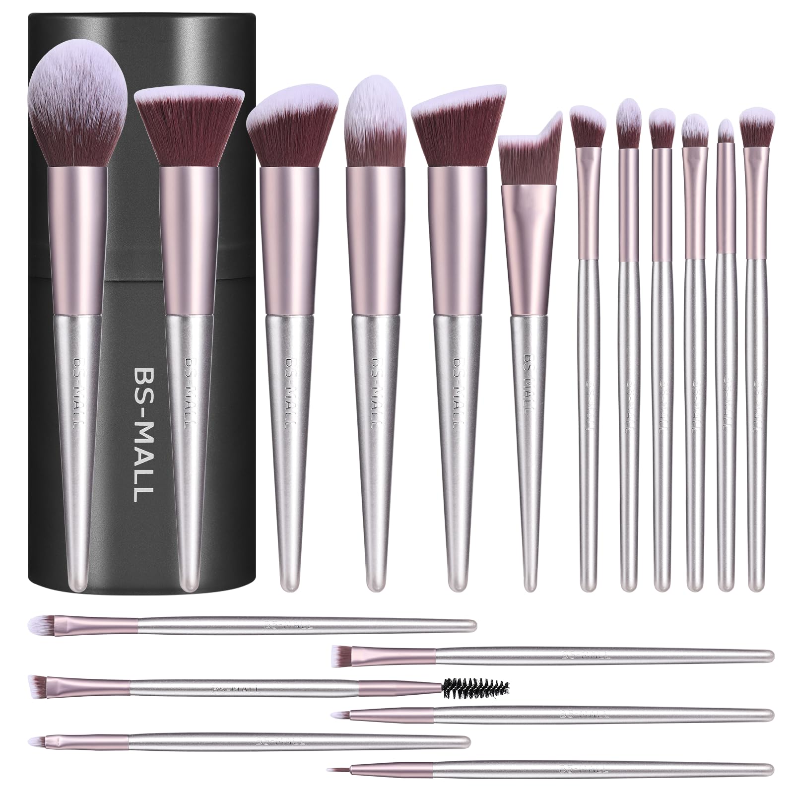 BS-MALL 18-piece makeup brush set in case for organized on-the-go makeup