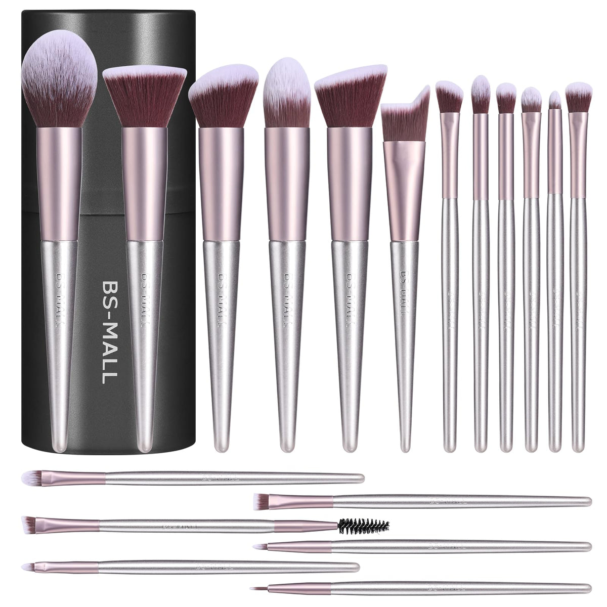 BS-MALL 18-piece makeup brush set in case for organized on-the-go makeup