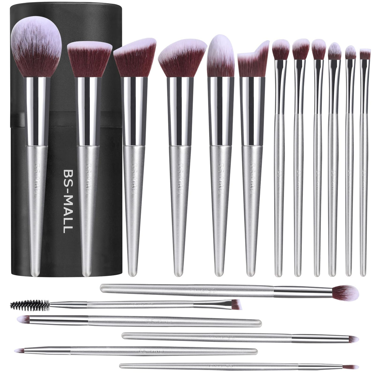 BS-MALL 18pc makeup brush set with case, ideal for precise foundation application