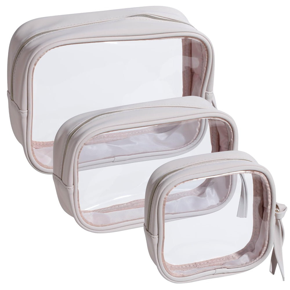 BS-MALL clear toiletry bag travel-size front view aids quick makeup access on trips.