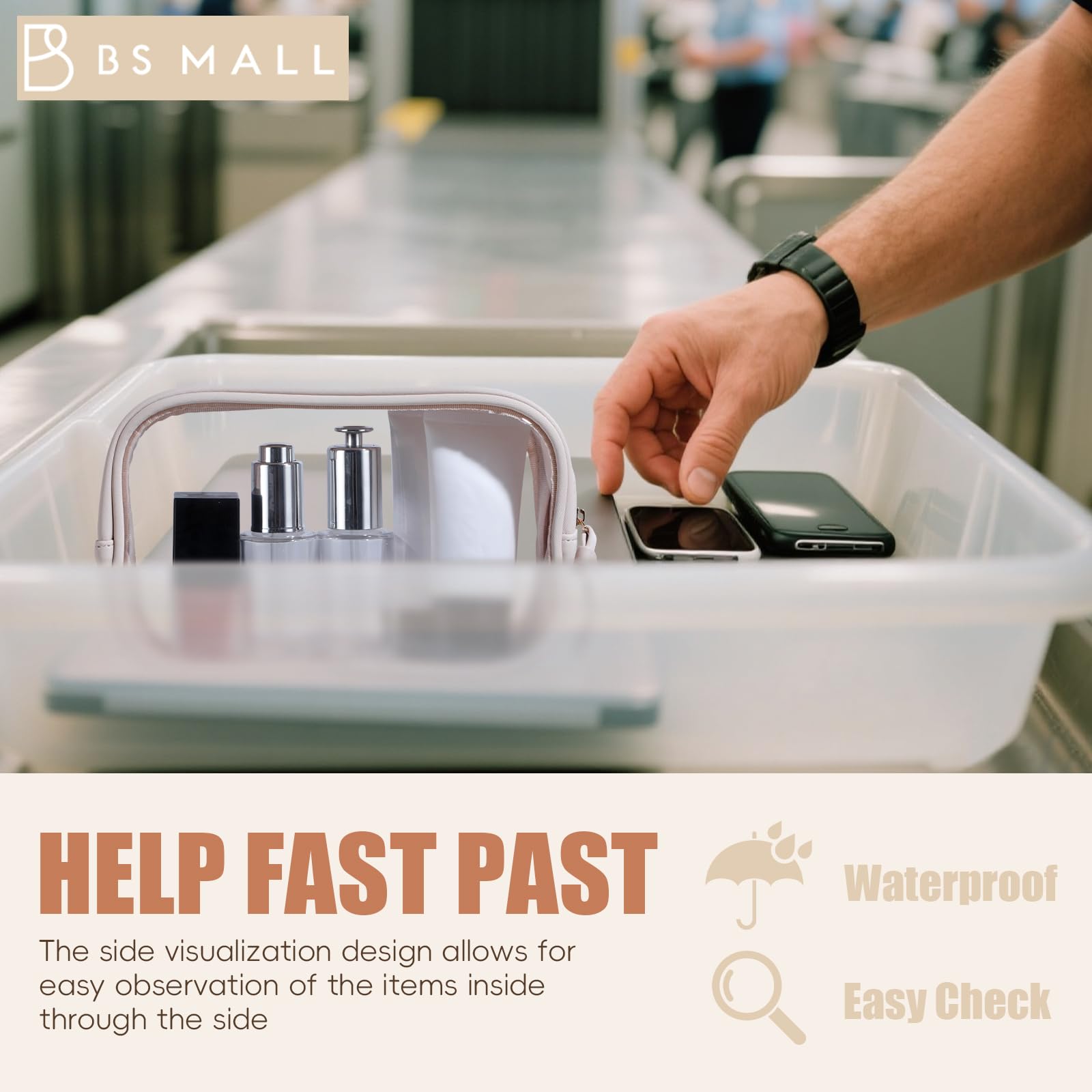 BS-MALL compact travel bag with zipper demonstrates portability for daily use.