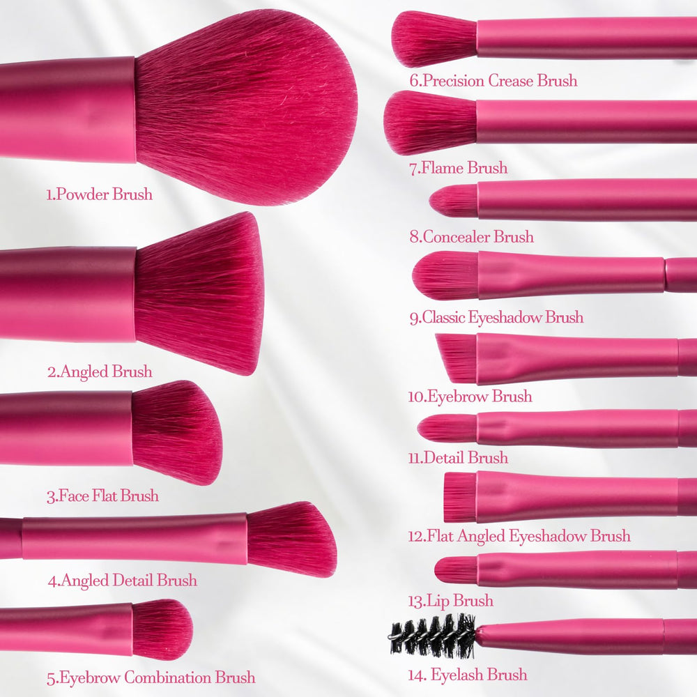 BS-MALL hotpink travel case keeps brushes organized on trips