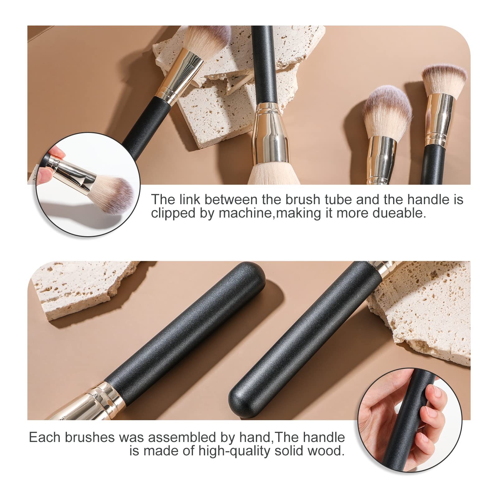 BS-MALL soft professional makeup brush set blush brush delivers natural glow for cheeks.