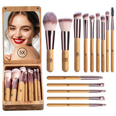 BS-MALL travel makeup brush set with kabuki brushes in a compact case for on-the-go touch-ups.