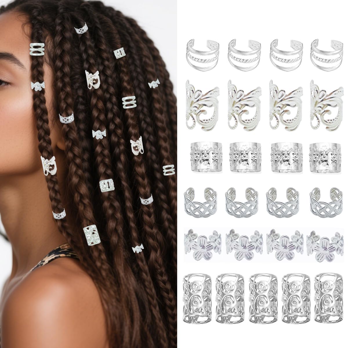 BSARECEY large hair cuff-bling on bold braids for statement accents