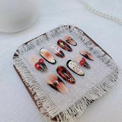 BSBTBZ 3D gold beads design nails add luxe details for events.