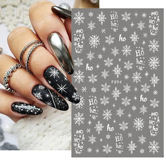 BSBTBZ white glitter snowflake decals ready for holiday manicure