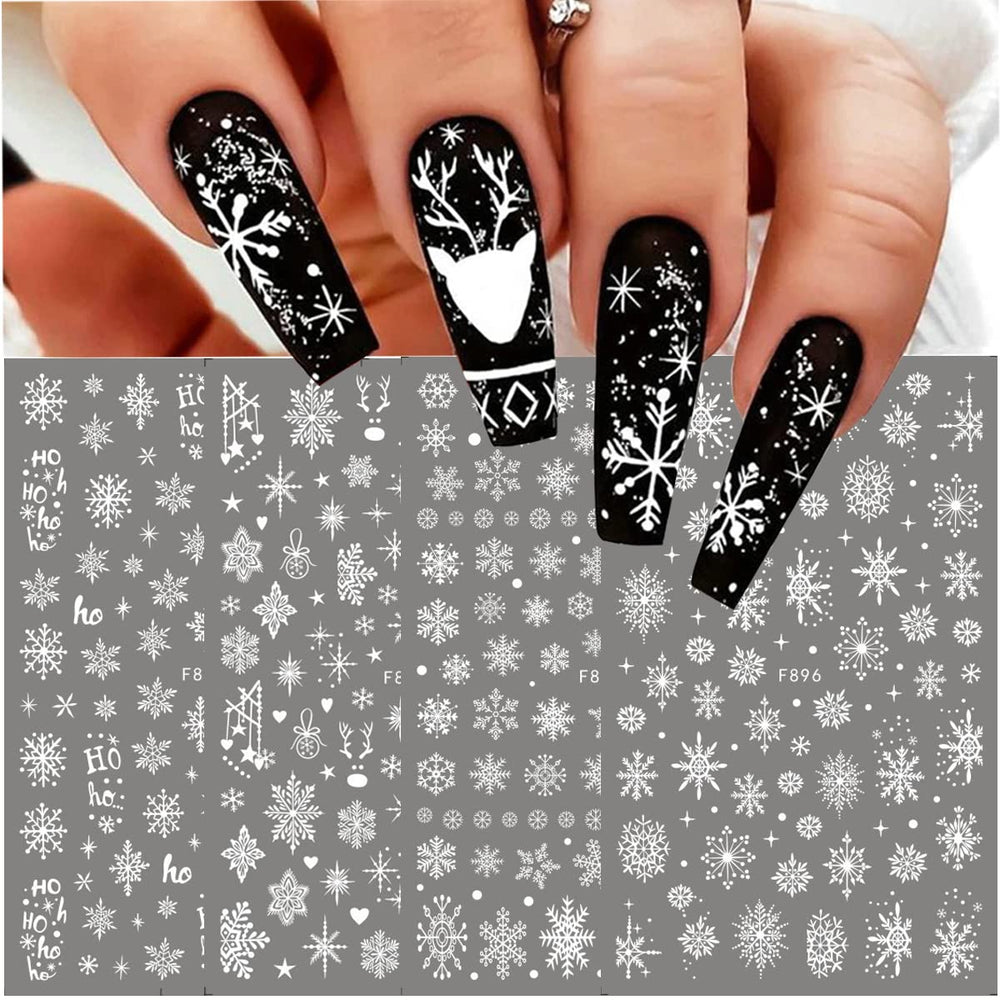 BSBTBZ winter holiday nail design stickers on a fingertips display