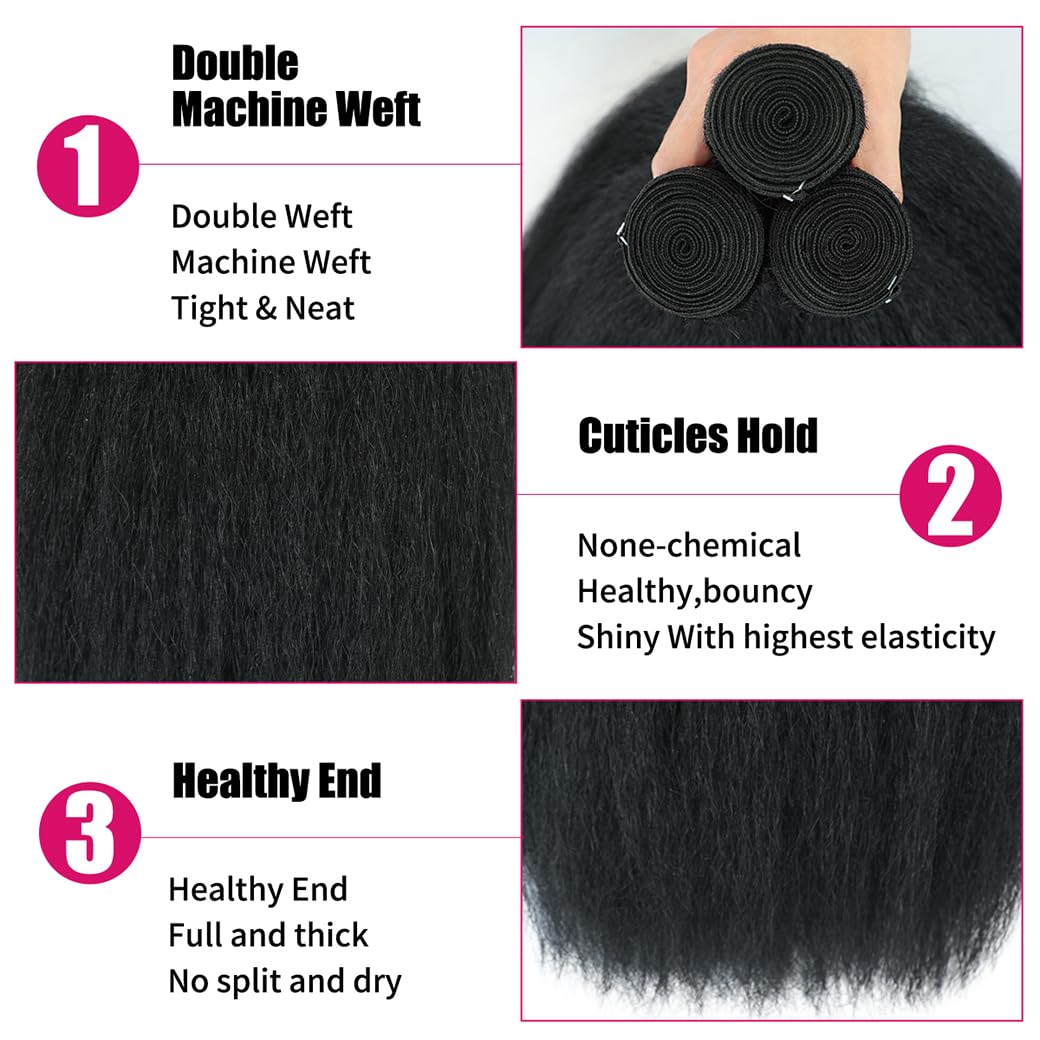 BSBU Kinky Straight Bundles three bundles display full, thick volume.