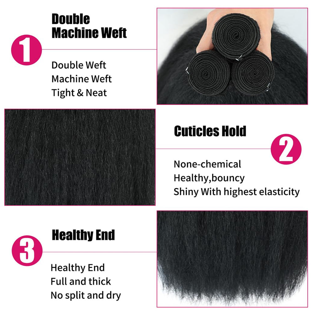 BSBU Kinky Straight Bundles three bundles display full, thick volume.