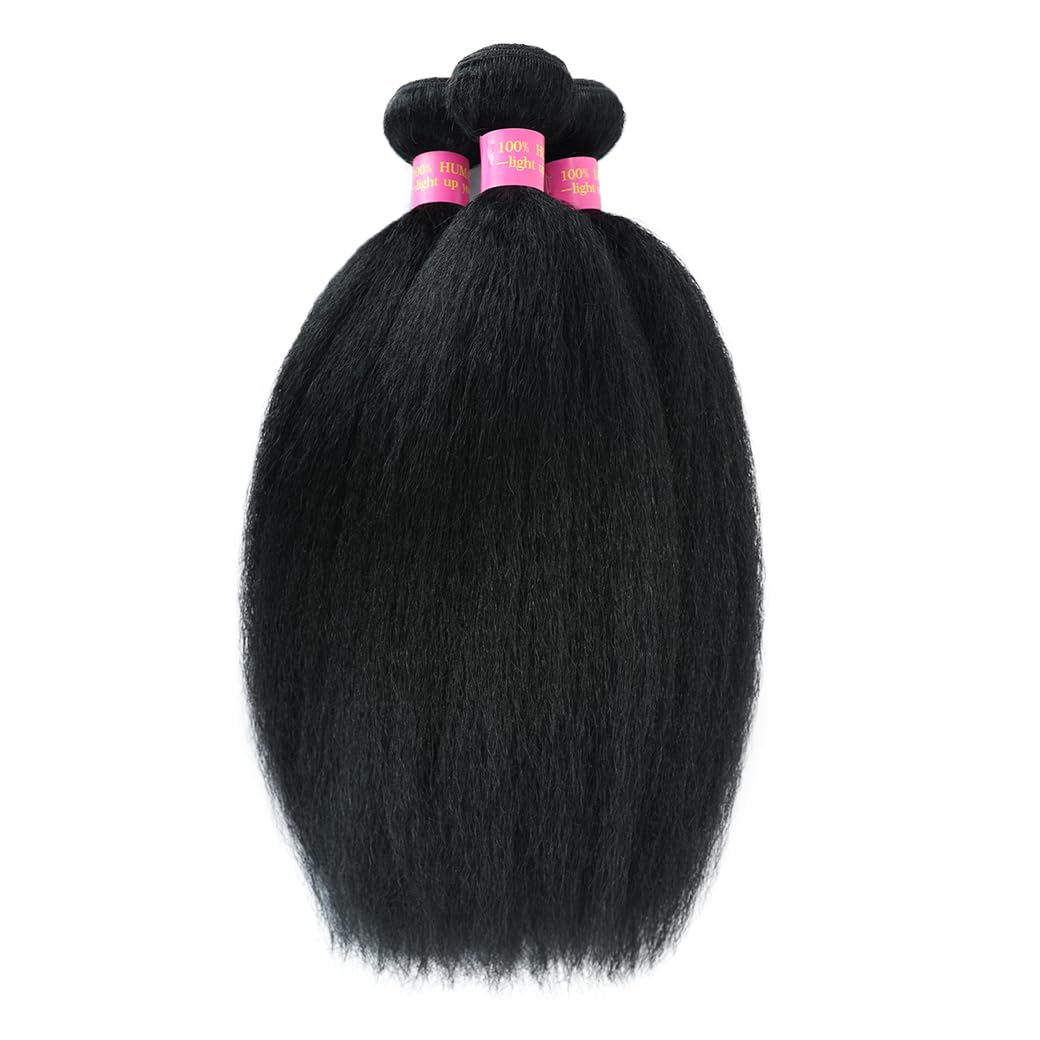 BSBU Kinky Straight Bundles natural black texture for a seamless blend.