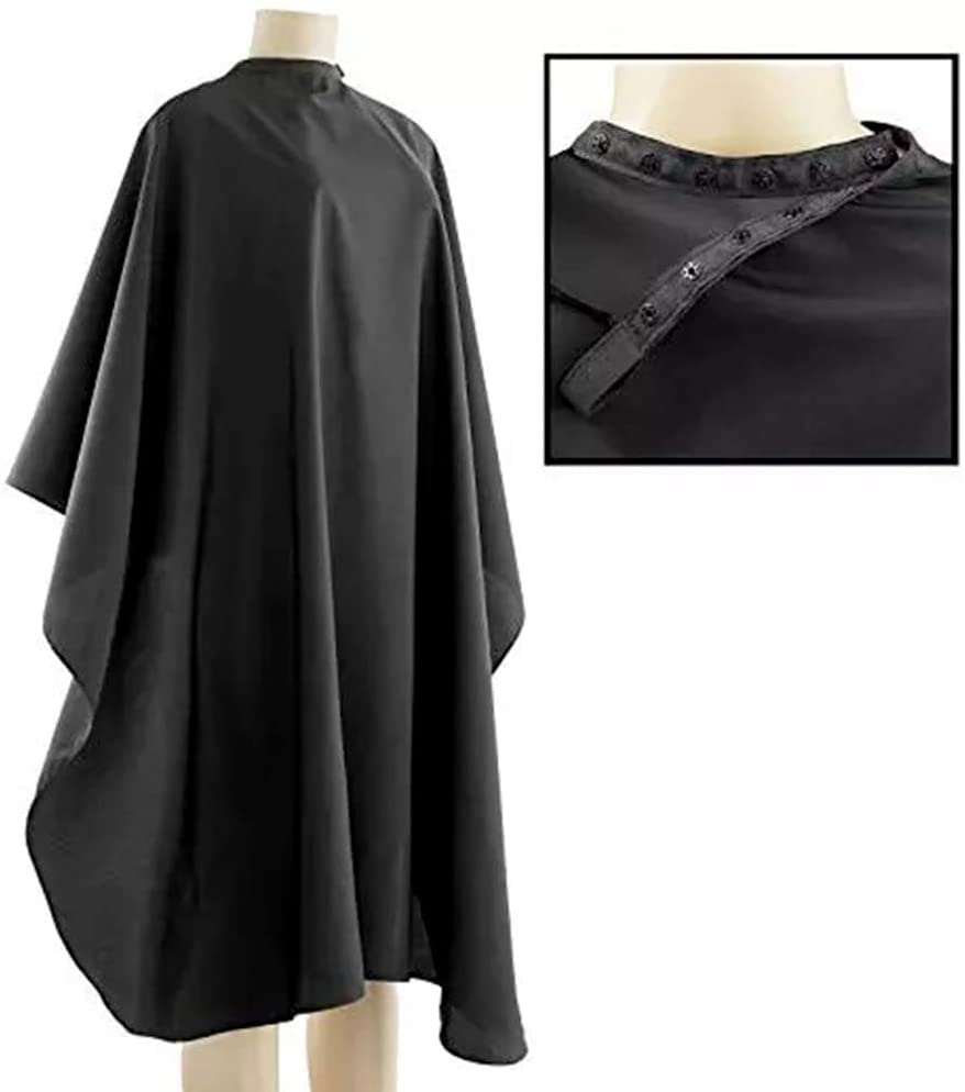 BSFHH black waterproof cape neck-area closeup highlights adjustable metal snaps for all ages, comfort and fit