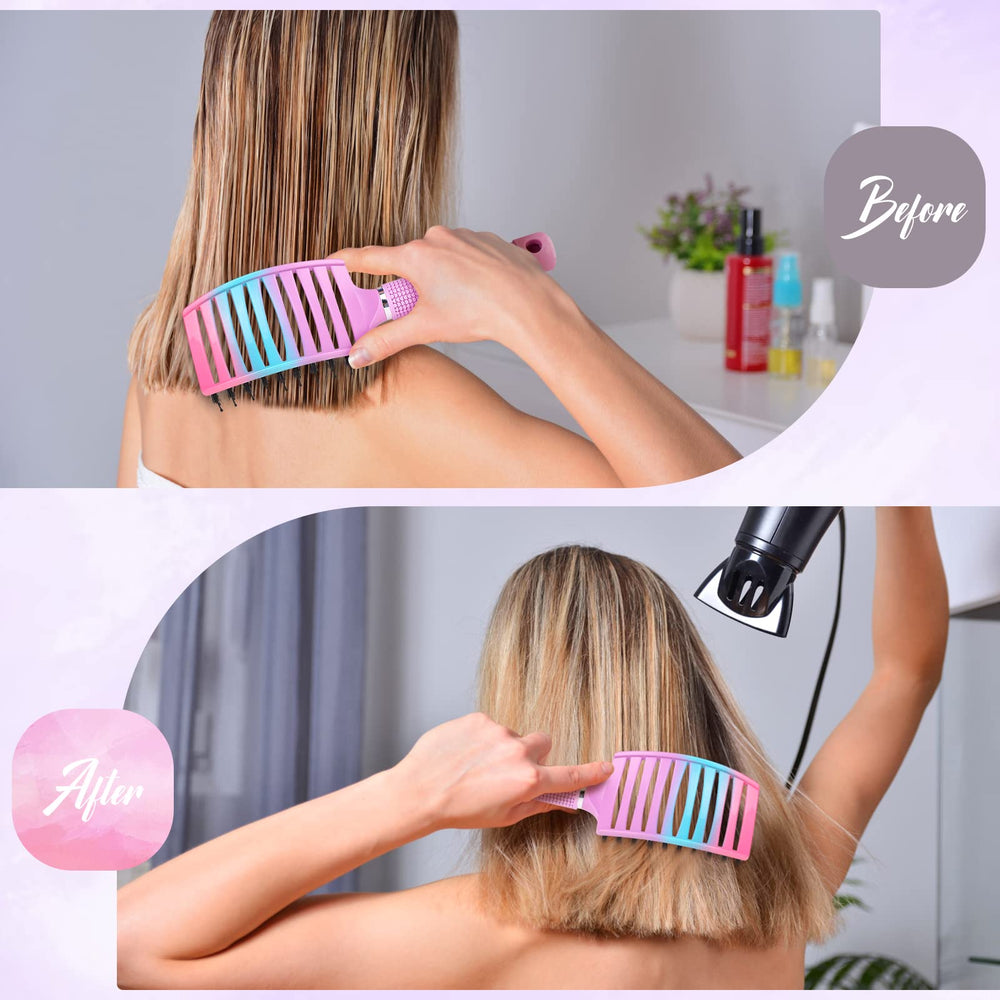 Bsisme curved detangling brush fits scalp for comfortable styling