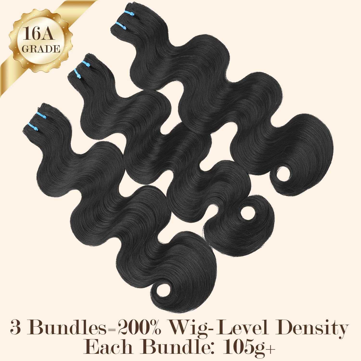 BSQQ 22-inch body wave bundle close-up highlights depth and natural movement.