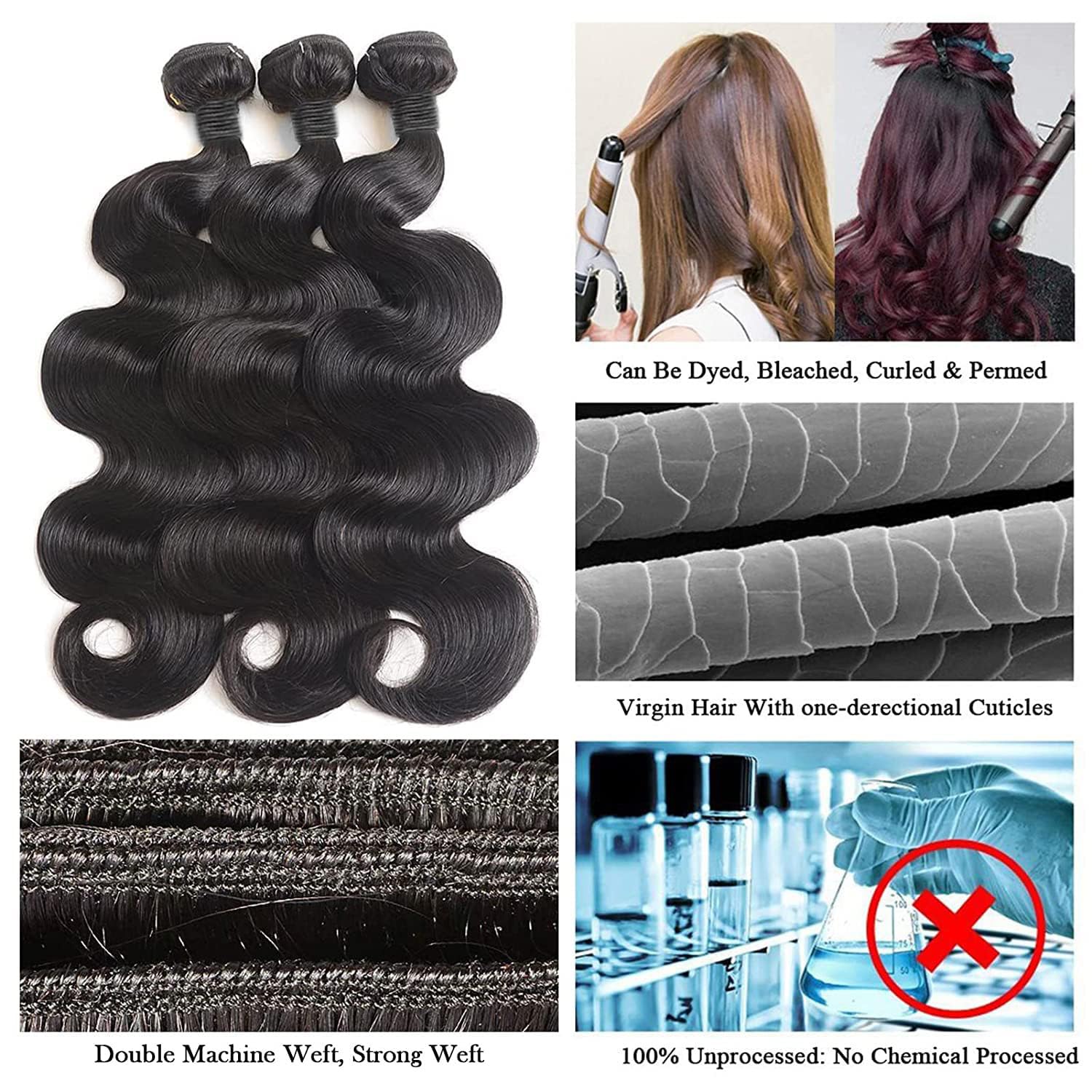 BSTDAE hair bundles neat top weft and minimal short hairs.