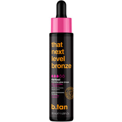 B.TAN Dark Self Tan Drops bottle, showing customizable bronze glow