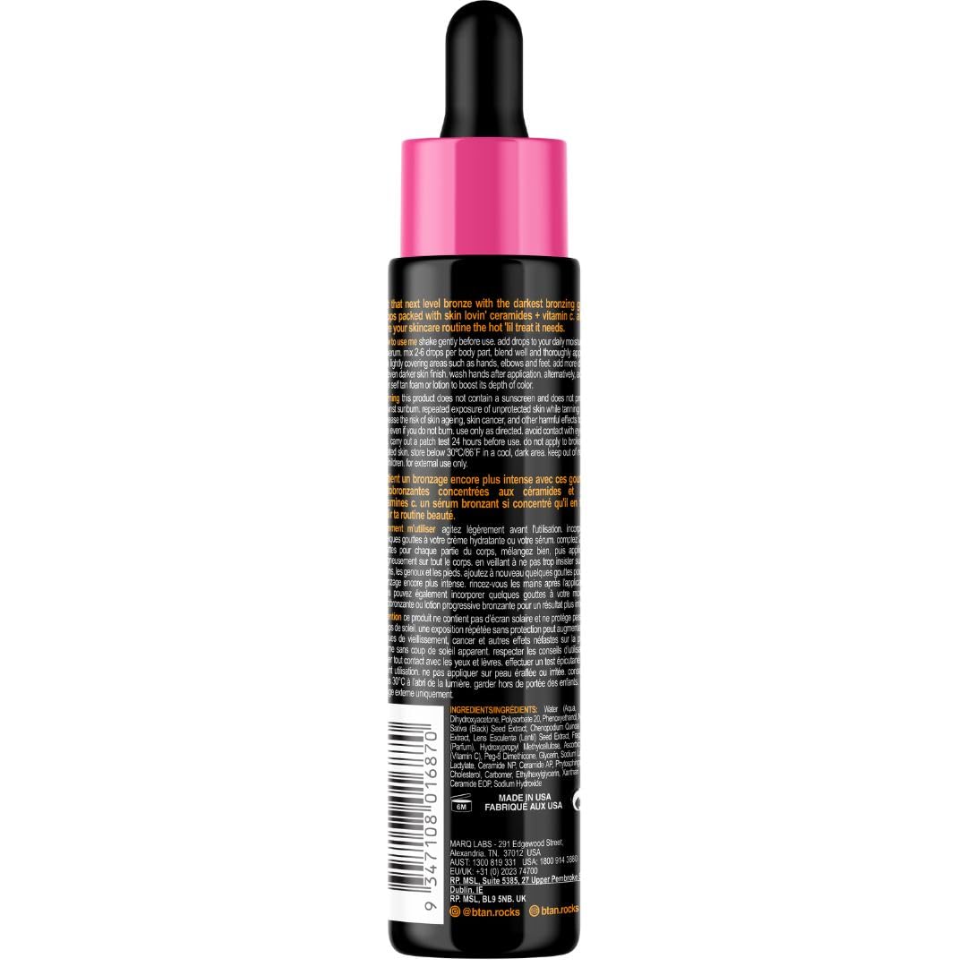 B.TAN Dark Self Tan Drops dropper closeup for precise application