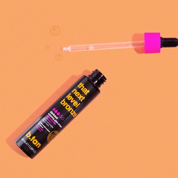 B.TAN Dark Self Tan Drops on face and body for easy blending