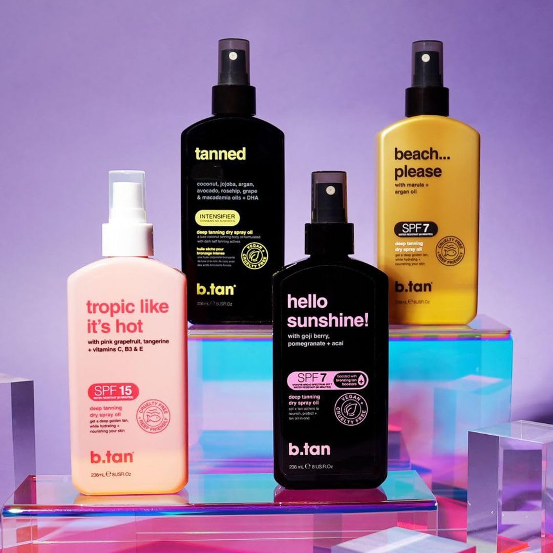 B.TAN easy-application lotion shown before sun exposure for even coverage