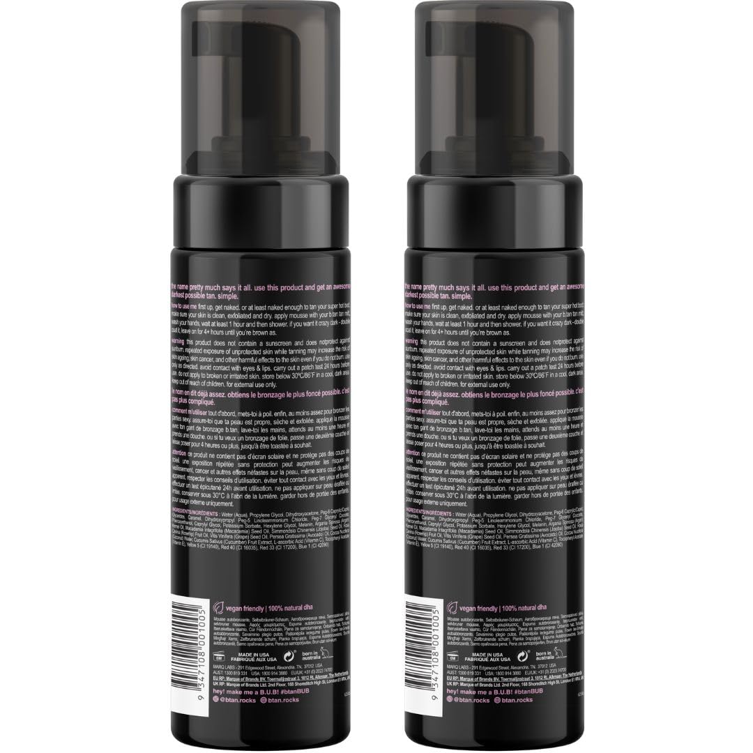 B.TAN Express 1-hour cure time demonstration, quick application for deeper tan.