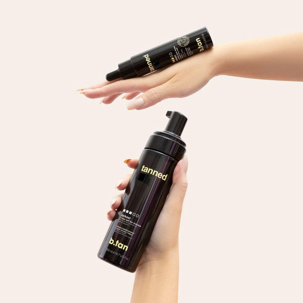 B.TAN finished bronzed look ideal for quick event prep.