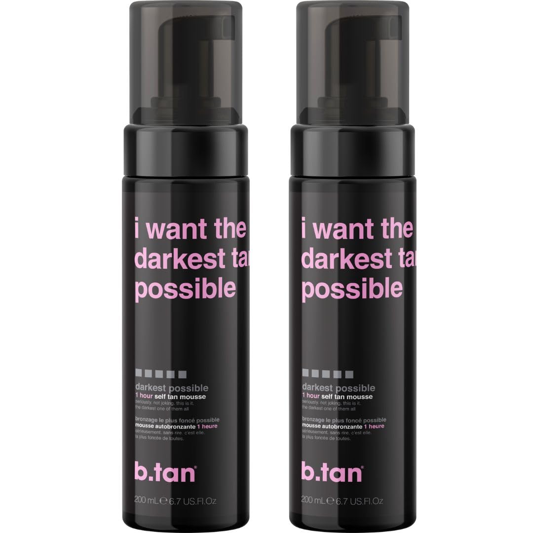 B.TAN Ultra Dark self-tanner mousse bundle bottle close-up, for a bold bronze glow.