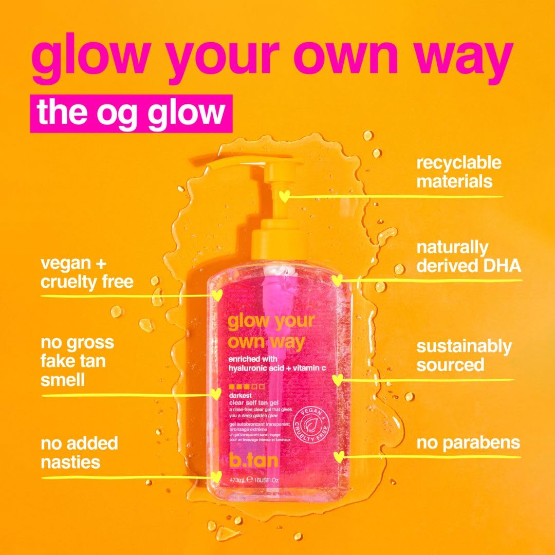 B.TAN ultra dark gel on face and body for quick glow