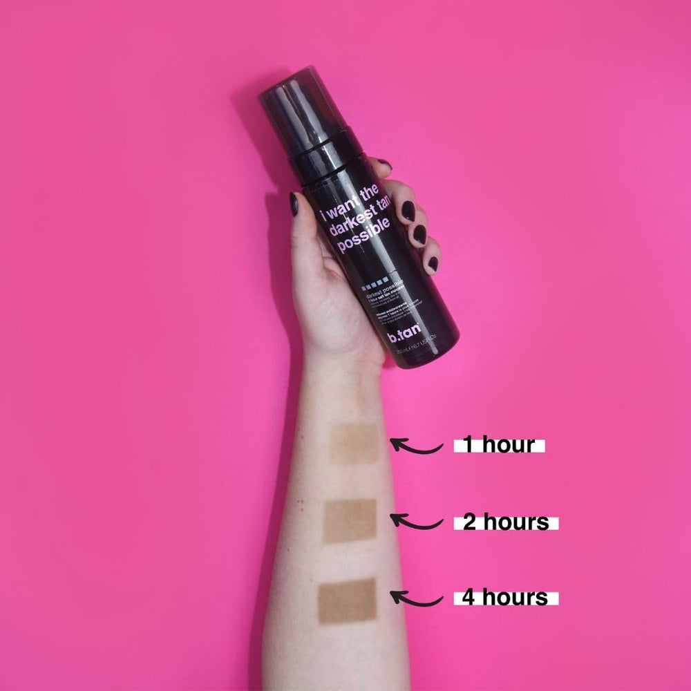 B.TAN vegan, cruelty-free formula—paraben-free for a clean sunless tanning experience.