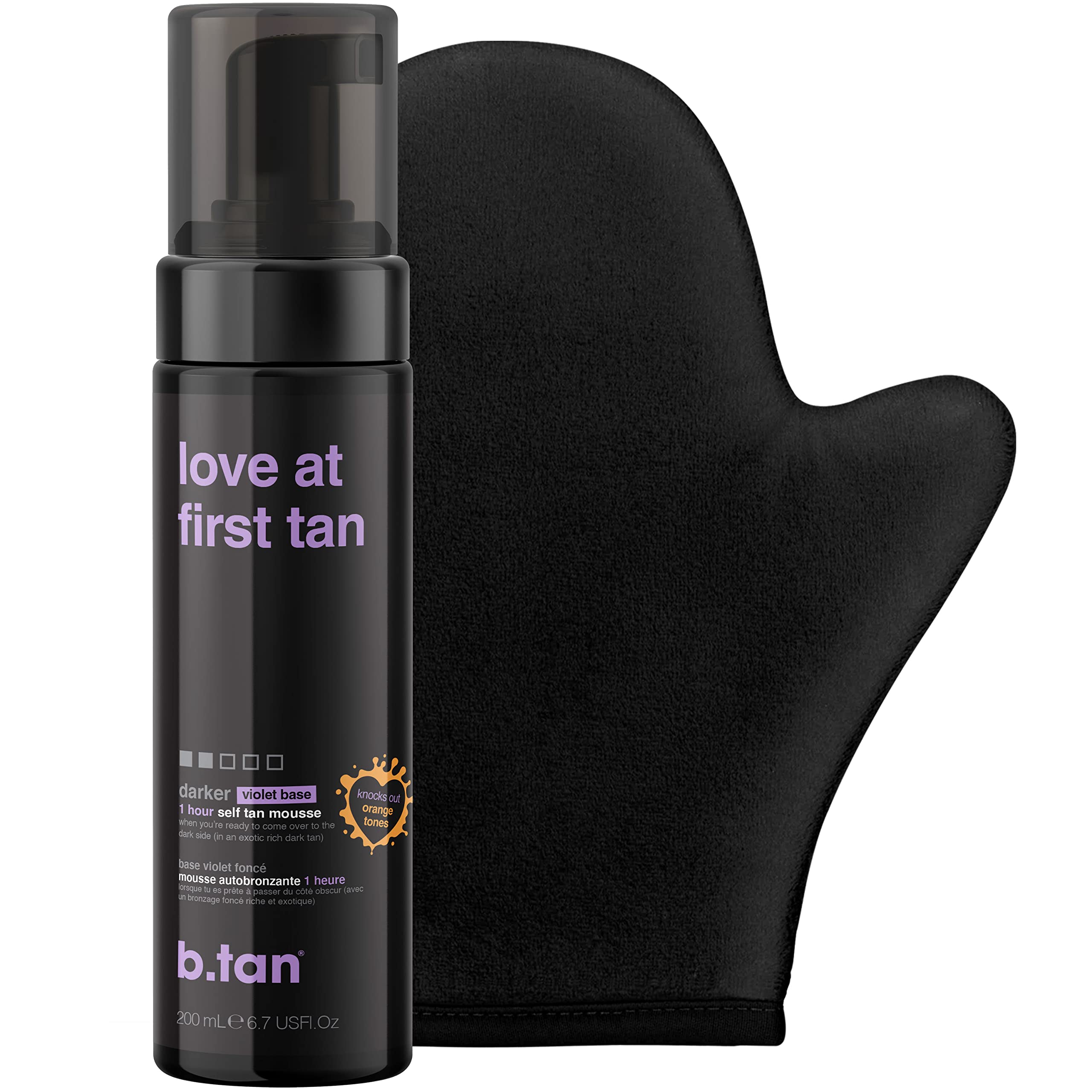 B.TAN Violet self-tanner foam bottle for smooth, even application