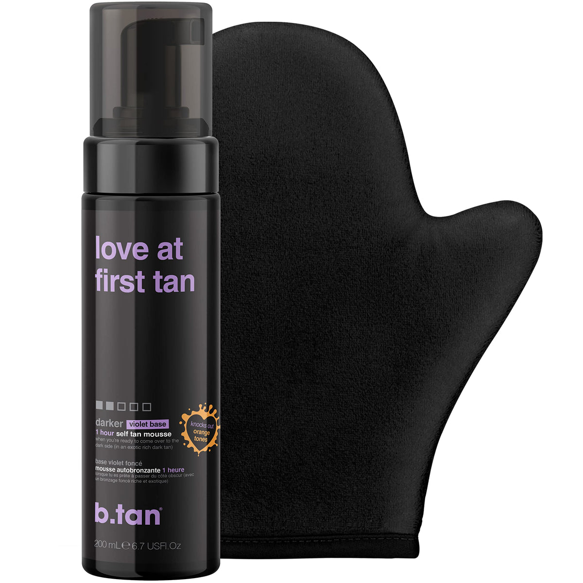 B.TAN Violet self-tanner foam bottle for smooth, even application