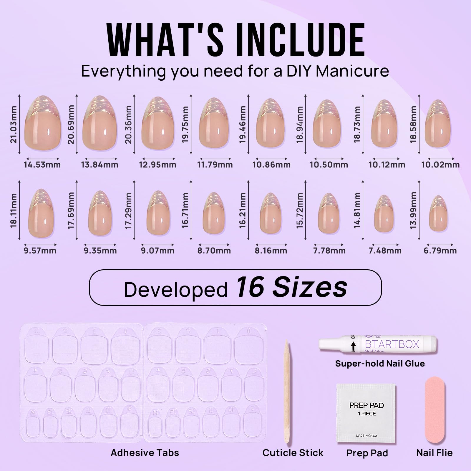 BTArtbox 16-sizes palette shows customizable fit options.