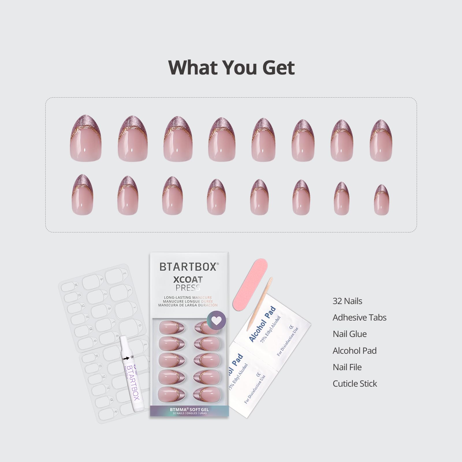 BTArtbox 16 sizes visual shows inclusive fit for many nail shapes and widths.
