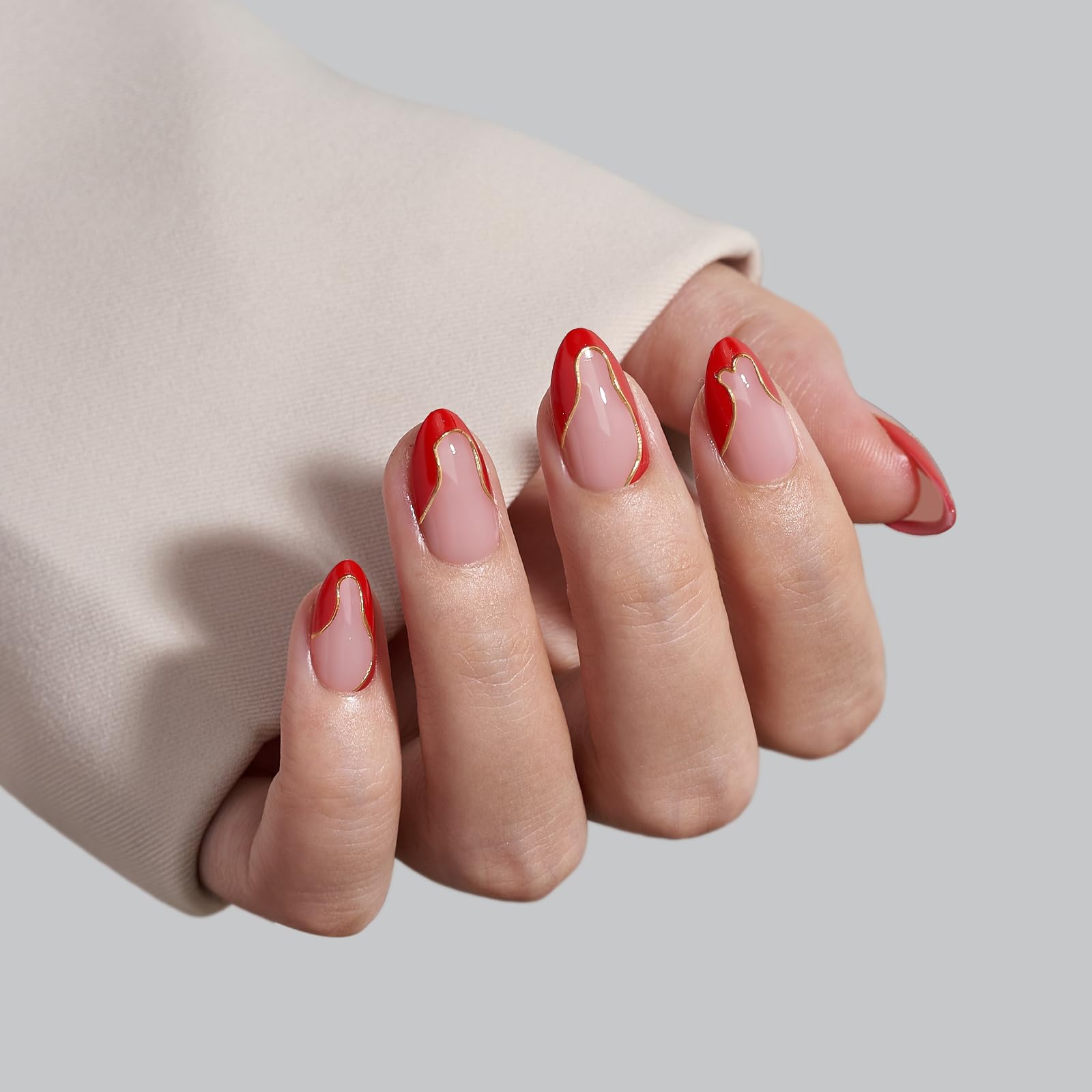 BTArtbox almond short nails with seamless cuticle line for comfortable wear