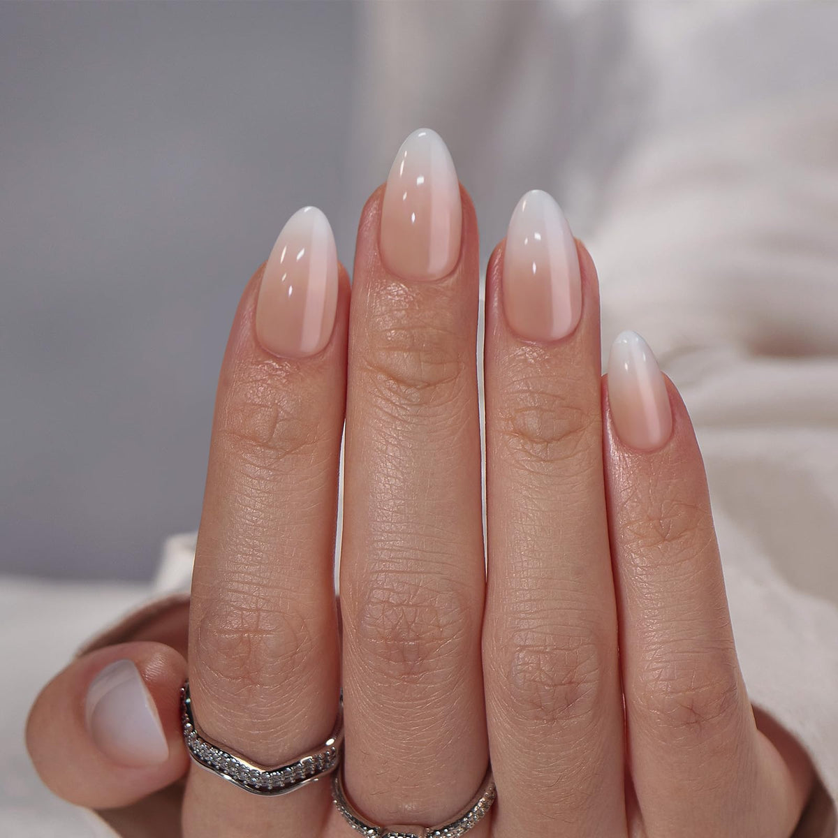 BTArtbox Almond Press On Nails Vanilla Cream packaging shows easy at-home manicure setup