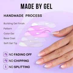 BTArtbox Almond Press On Nails worn on fingers showing comfortable secure wear