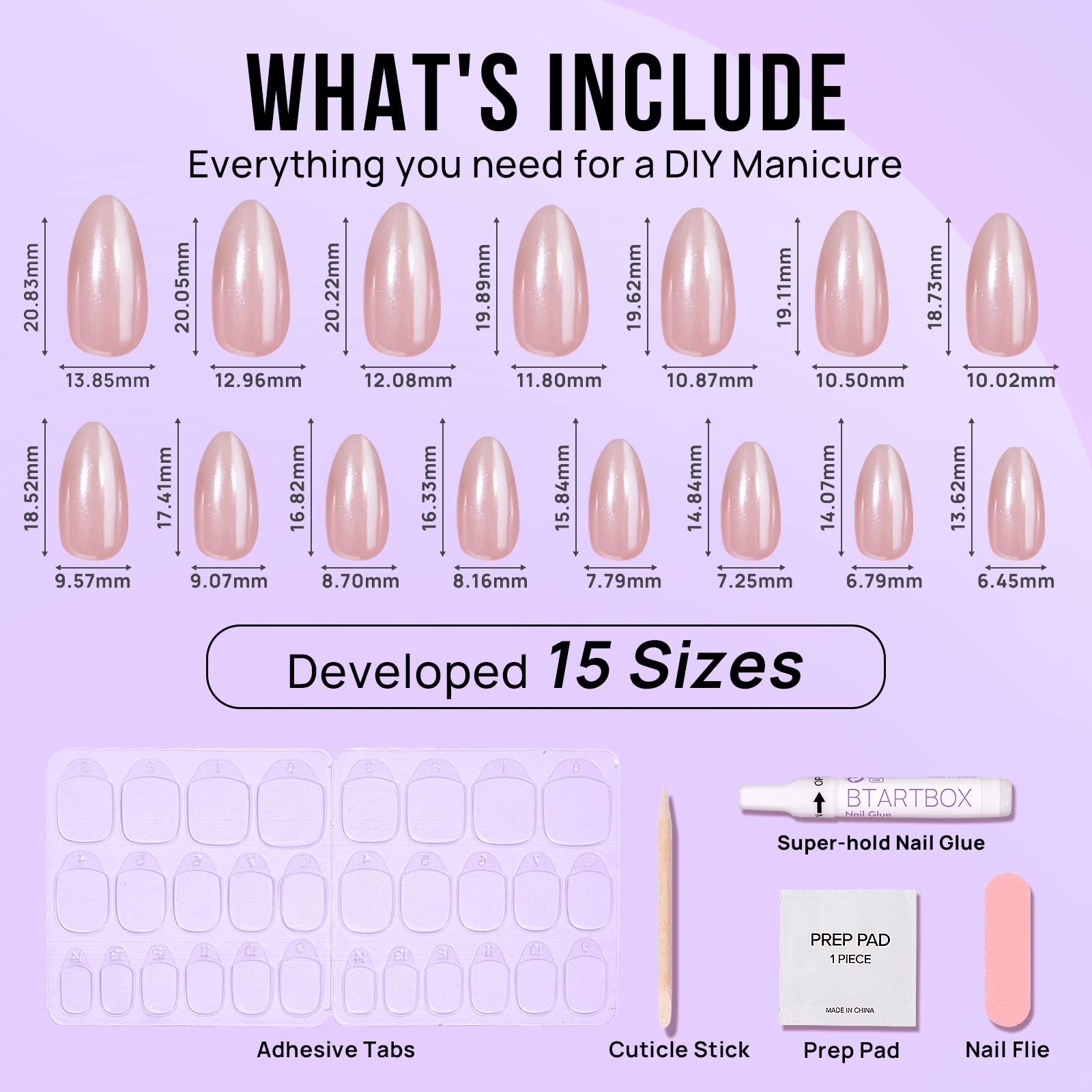 BTArtbox Almond nails come in a storage kit for organized touch‑ups.