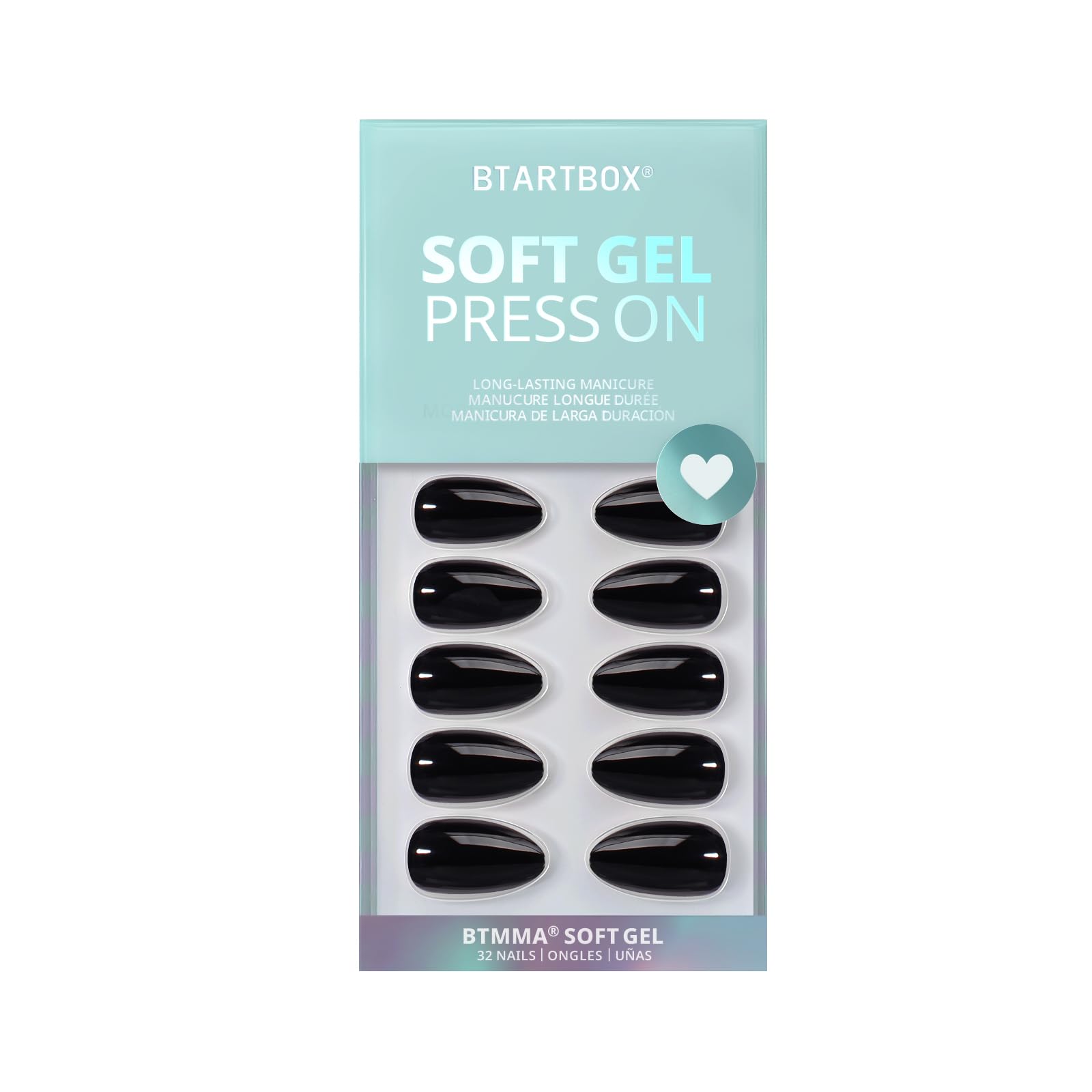 BTArtbox Almond nails with glue and tabs included for quick at‑home styling.