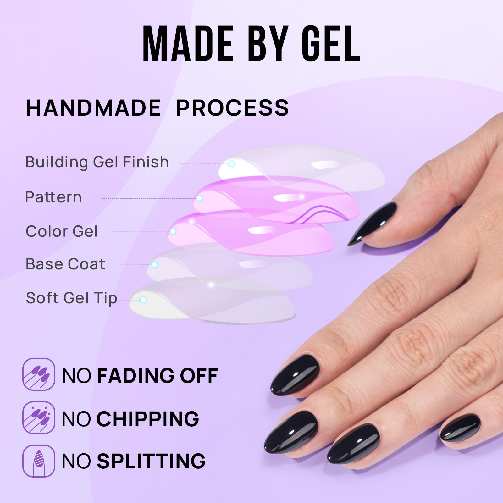 BTArtbox Almond nails demonstrate seamless cuticle line and natural look on nails.