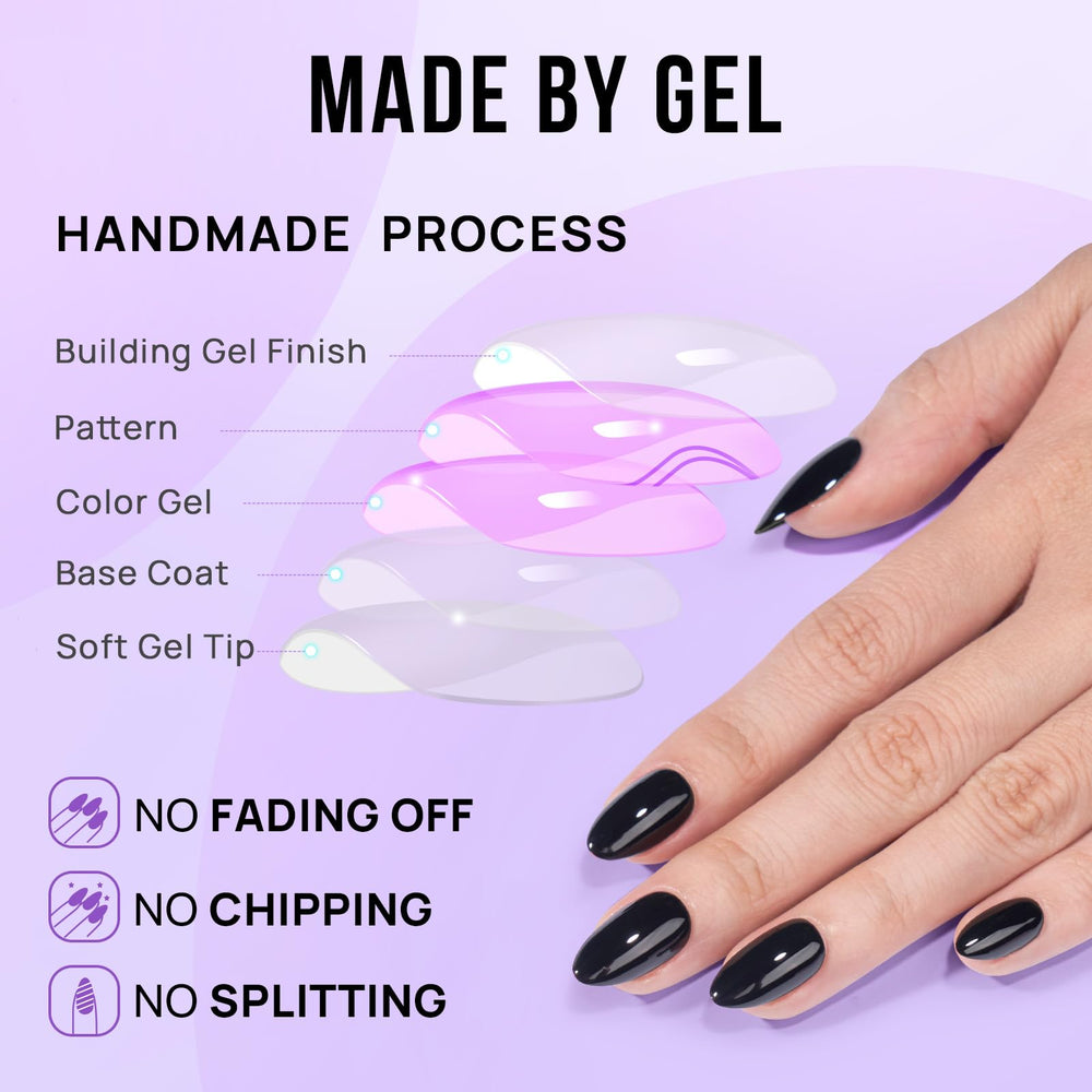 BTArtbox Almond nails demonstrate seamless cuticle line and natural look on nails.