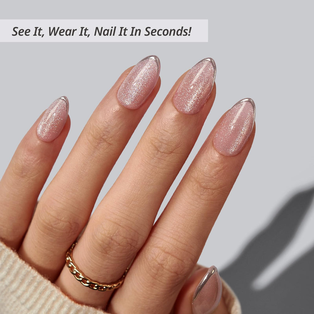 BTArtbox cat eye 3D silver tip nails close-up showing glamorous finish