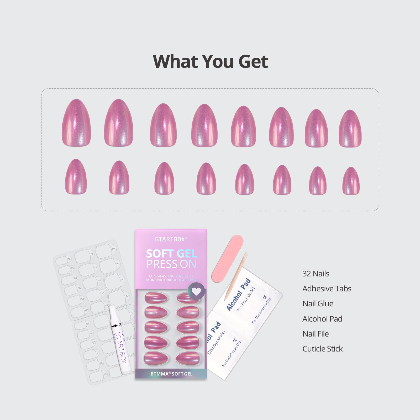 BTArtbox Dreamy 32 nails kit with 16 sizes for perfect fit